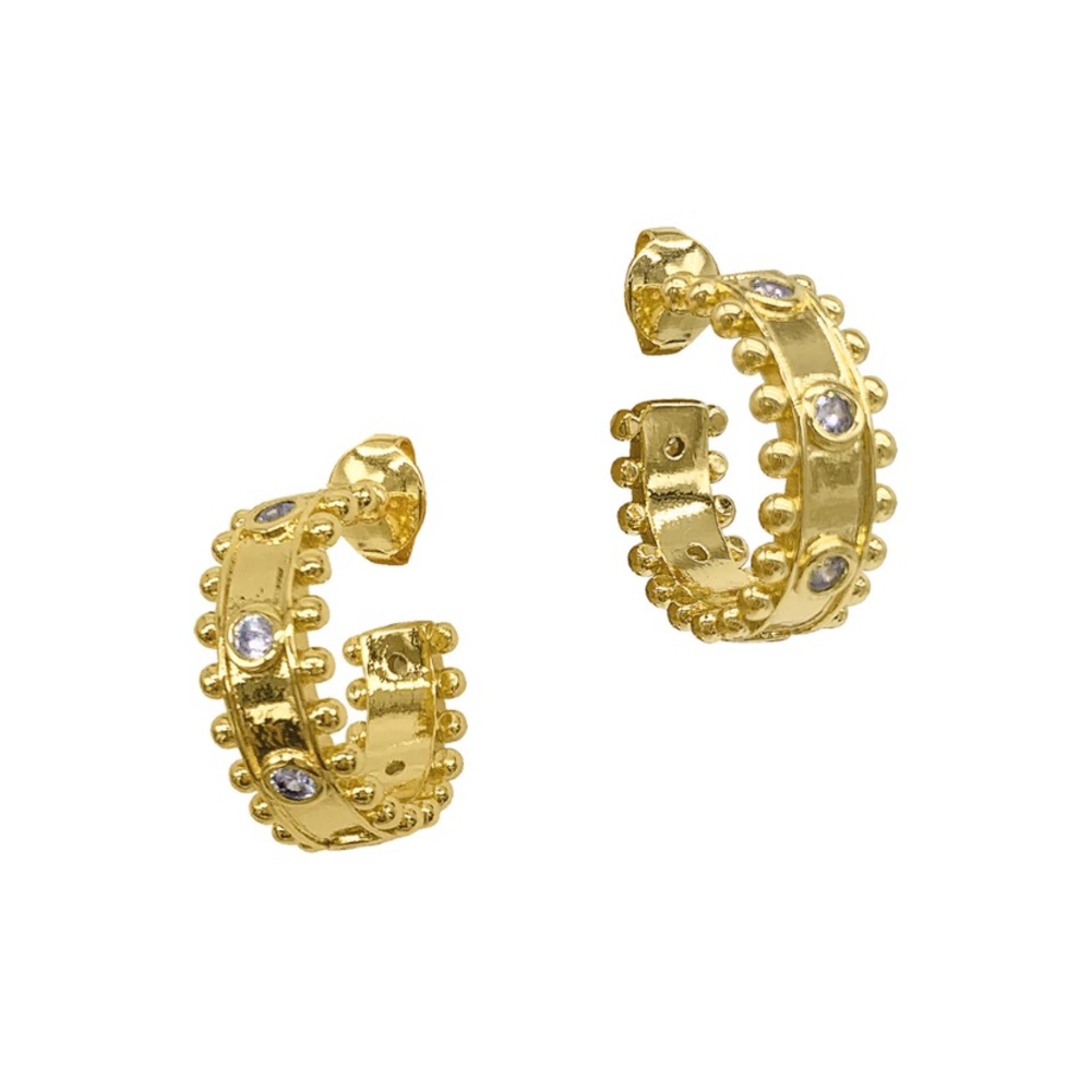 14k Gold Plated Swarovski Crystal Renaissance Hoop Earrings